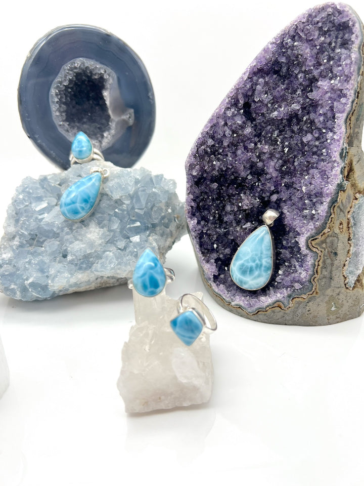 Larimar-Ring, verstellbar, höchste Güte, verschiedene Einzelstücke