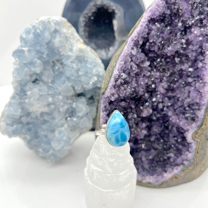 Larimar-Ring, verstellbar, höchste Güte, verschiedene Einzelstücke