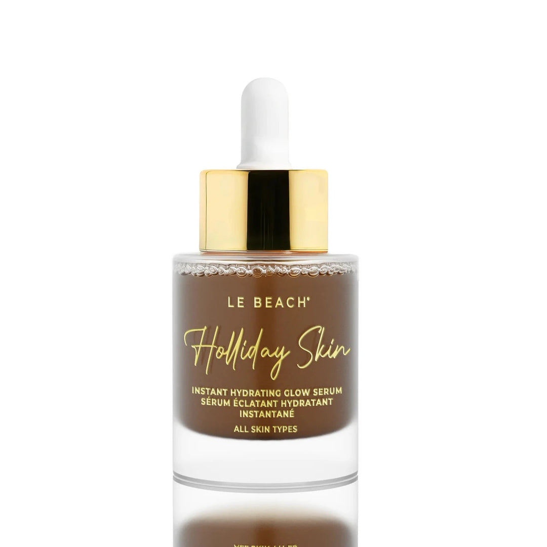 Pipettenflasche Holliday Skin von Le Beach vor weißem Hintergrund, North Glow