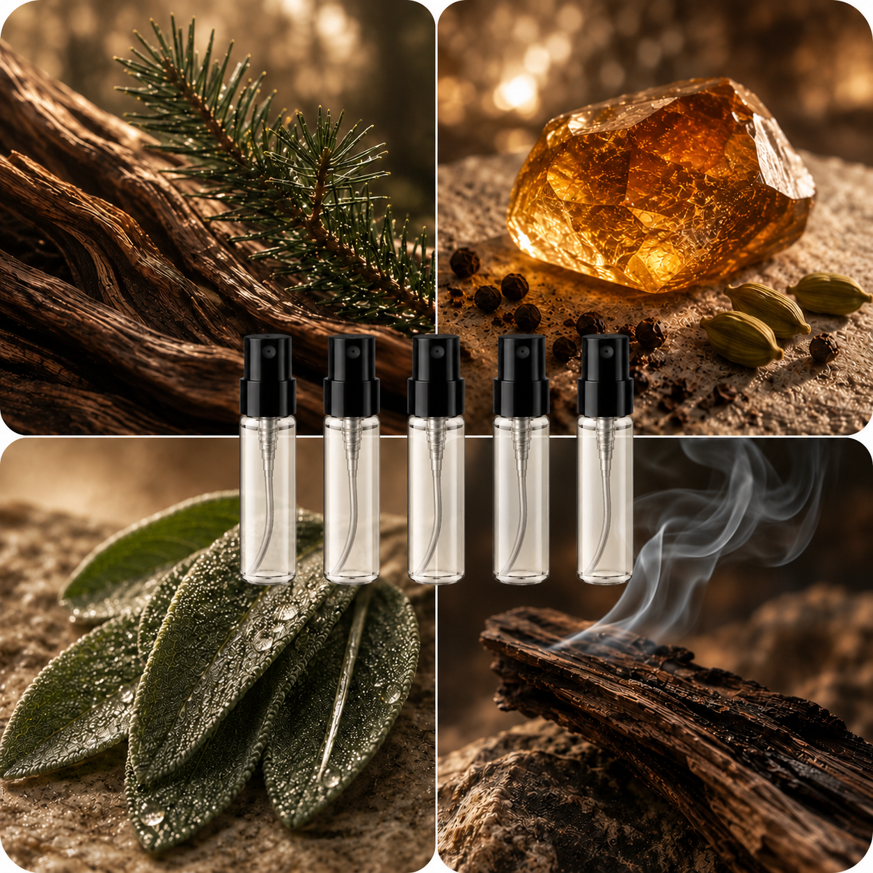 Quiet Strength – Quiet Woods Parfum Discovery Set - 5 Düfte der Familie Maskulin-Herb
