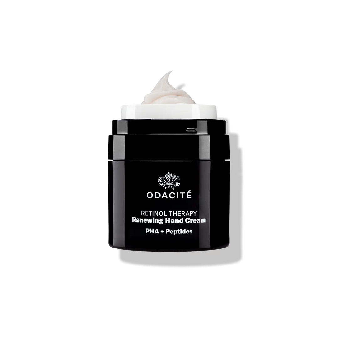 Retinol Therapy Renewing Hand Cream von Odacité in eleganter Glasverpackung – luxuriöse Handpflege mit Retinol, PHA & Peptiden