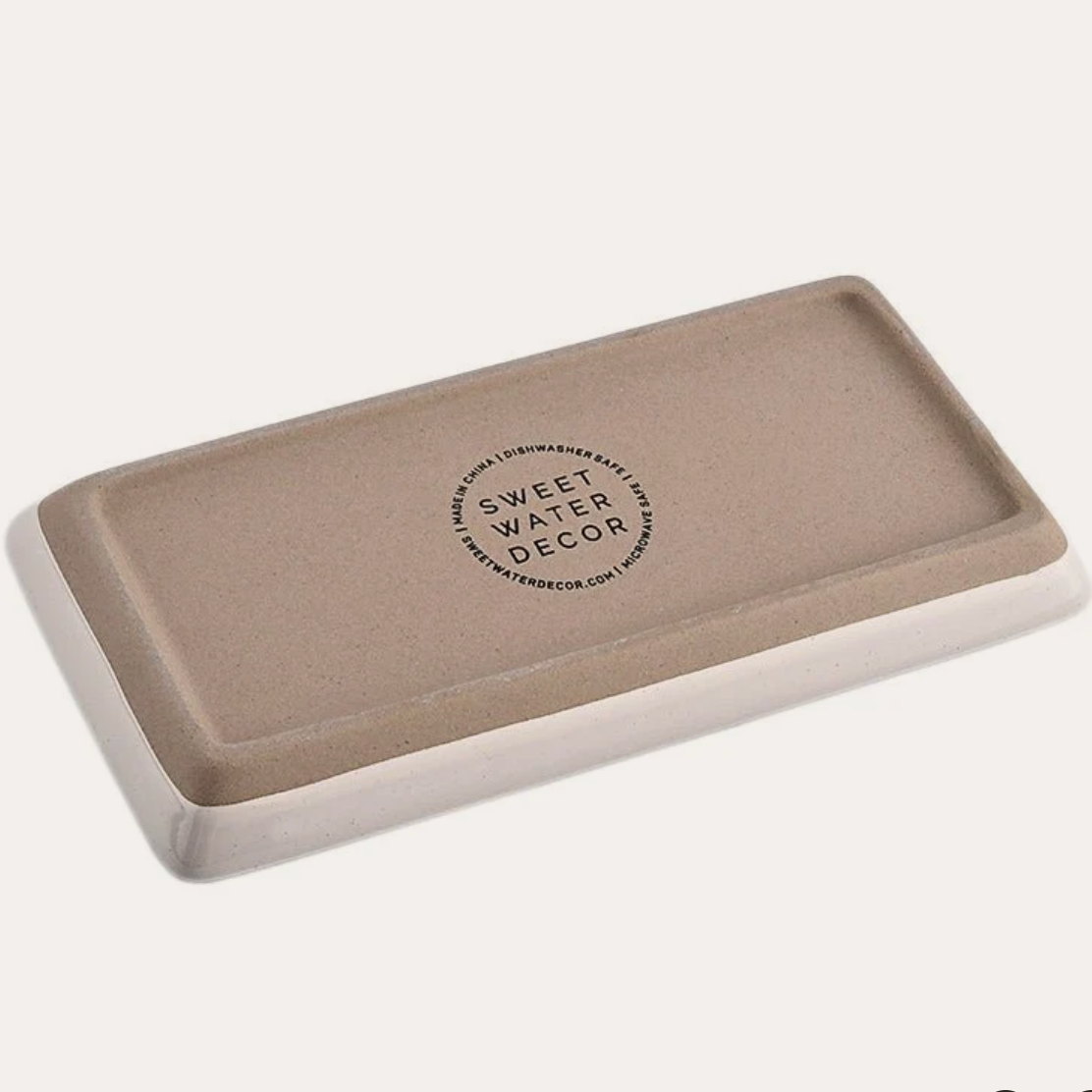 Sweet Water Decor Cream Stoneware Tray - Rückseite.