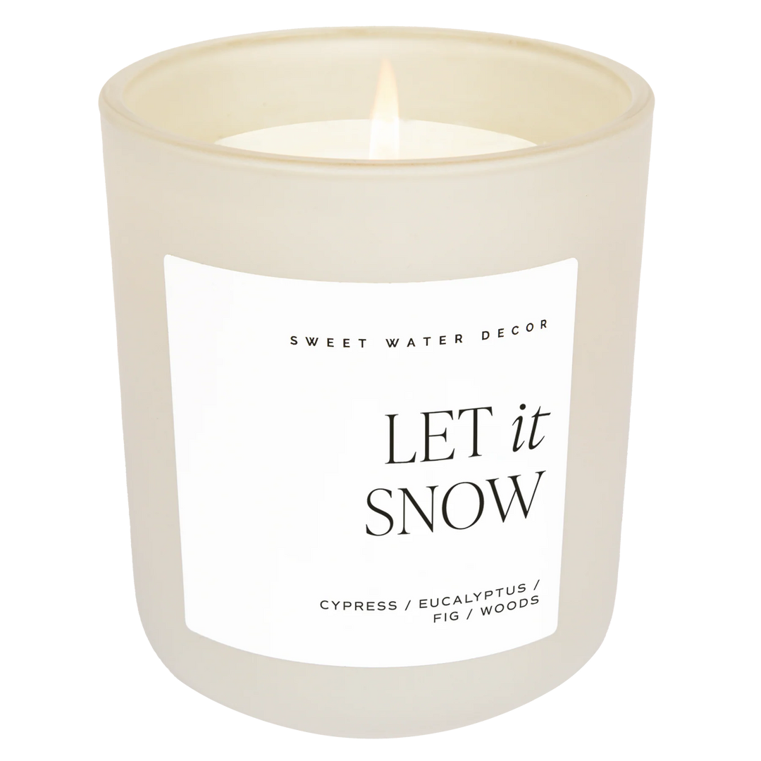 Sojawachskerze "Let It Snow" im cremefarbenen Milchglas North Glow