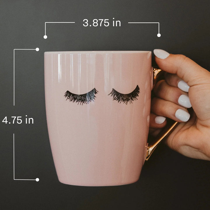 Kaffeetasse "Pink Eyelashes" mit goldenem Griff
