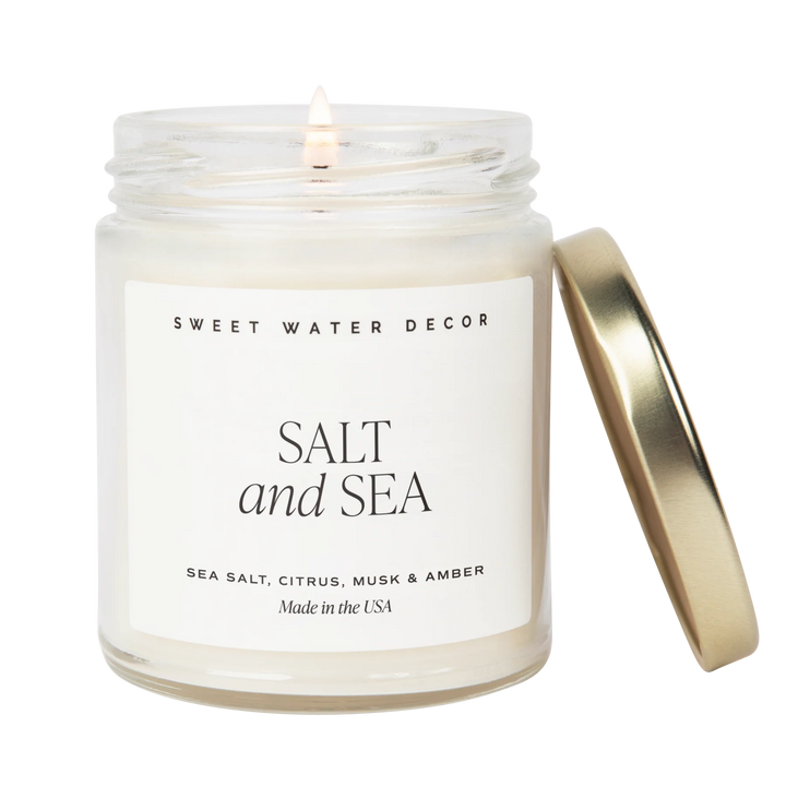 Sojawachskerze Salt & Sea - Meersalz, Zirusfrüchte und Moschus