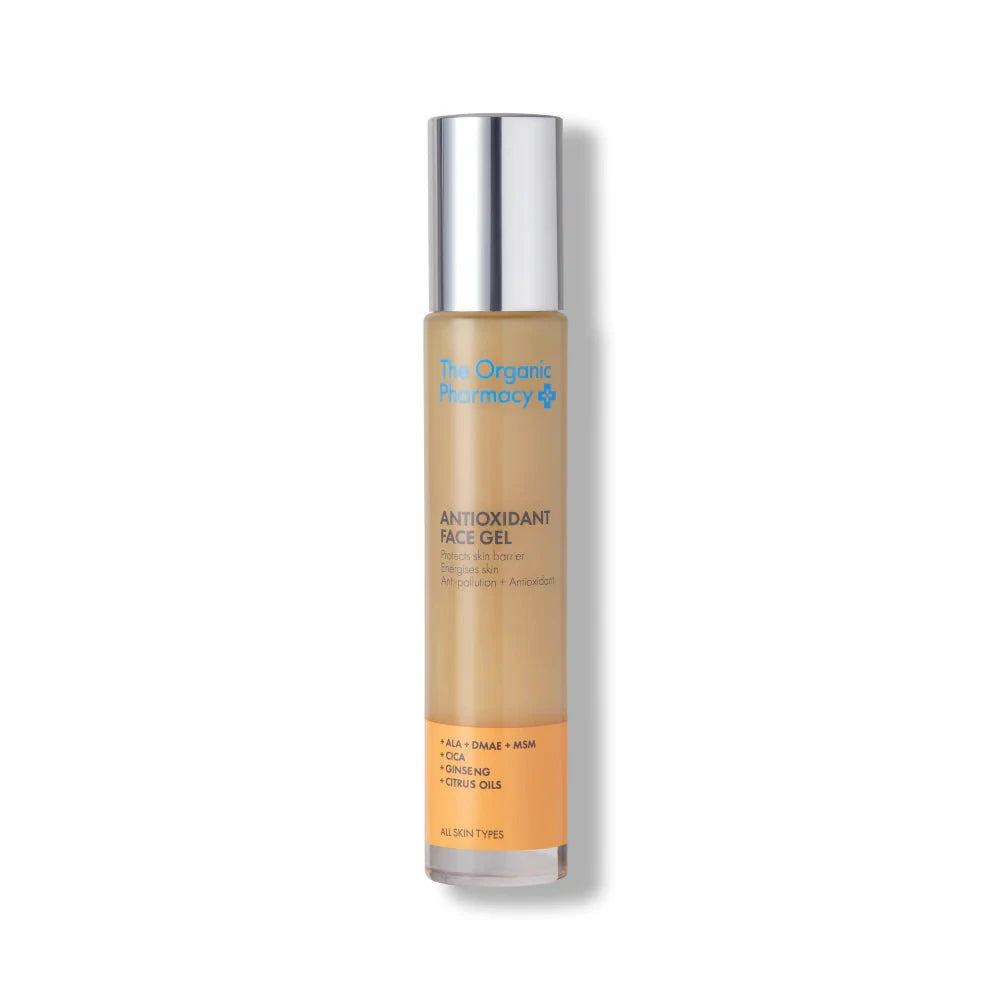Antioxidant Face Gel Glasflasche vor weißem Hintergrund North Glow