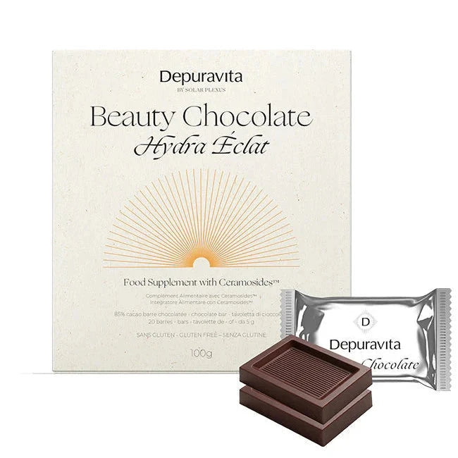 Depuravita Beauty Chocolate mit pflanzlichen Ceramiden in Schokoladenform