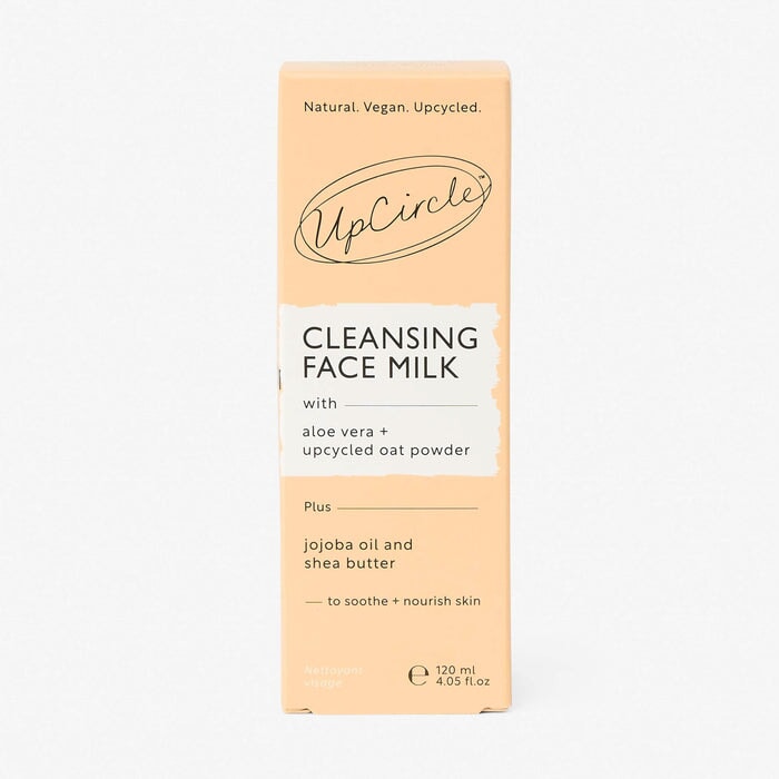 UpCircle Oat Face Cleanser Flasche neben nachhaltiger Kartonverpackung – natürliche Hautpflege
