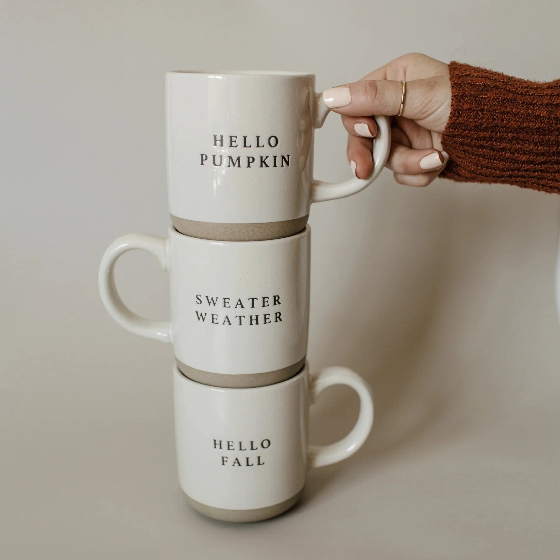 Cream-colored coffee cup "HELLO FALL" by SWEET WATER DECOR