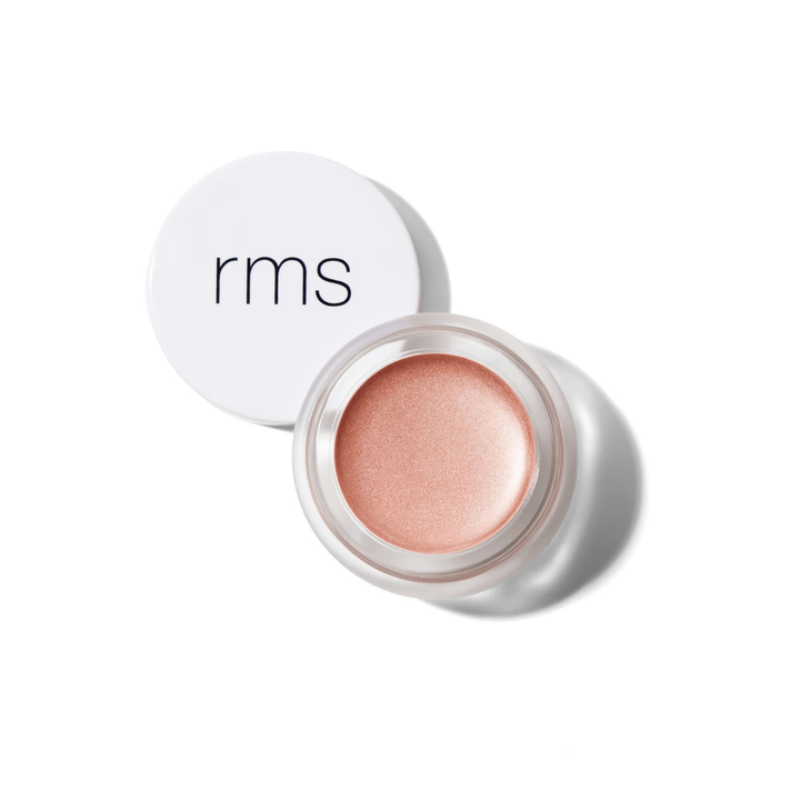 RMS Beauty Crystal Slipper Luminizer geöffnet – cremiger Highlighter in zartem Rosa-Beige mit goldenem Schimmer