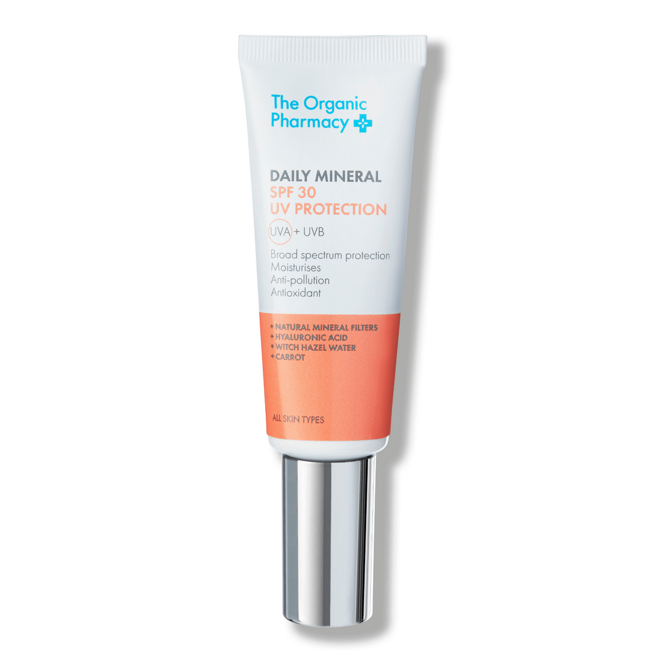 Produktflasche frontal
The Organic Pharmacy – Daily Mineral SPF 30 UV Protection Flakon, minimalistisch & elegant gestaltet