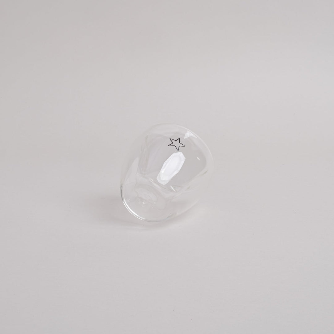 Double-walled heart glass HEART - owl cut North Glow