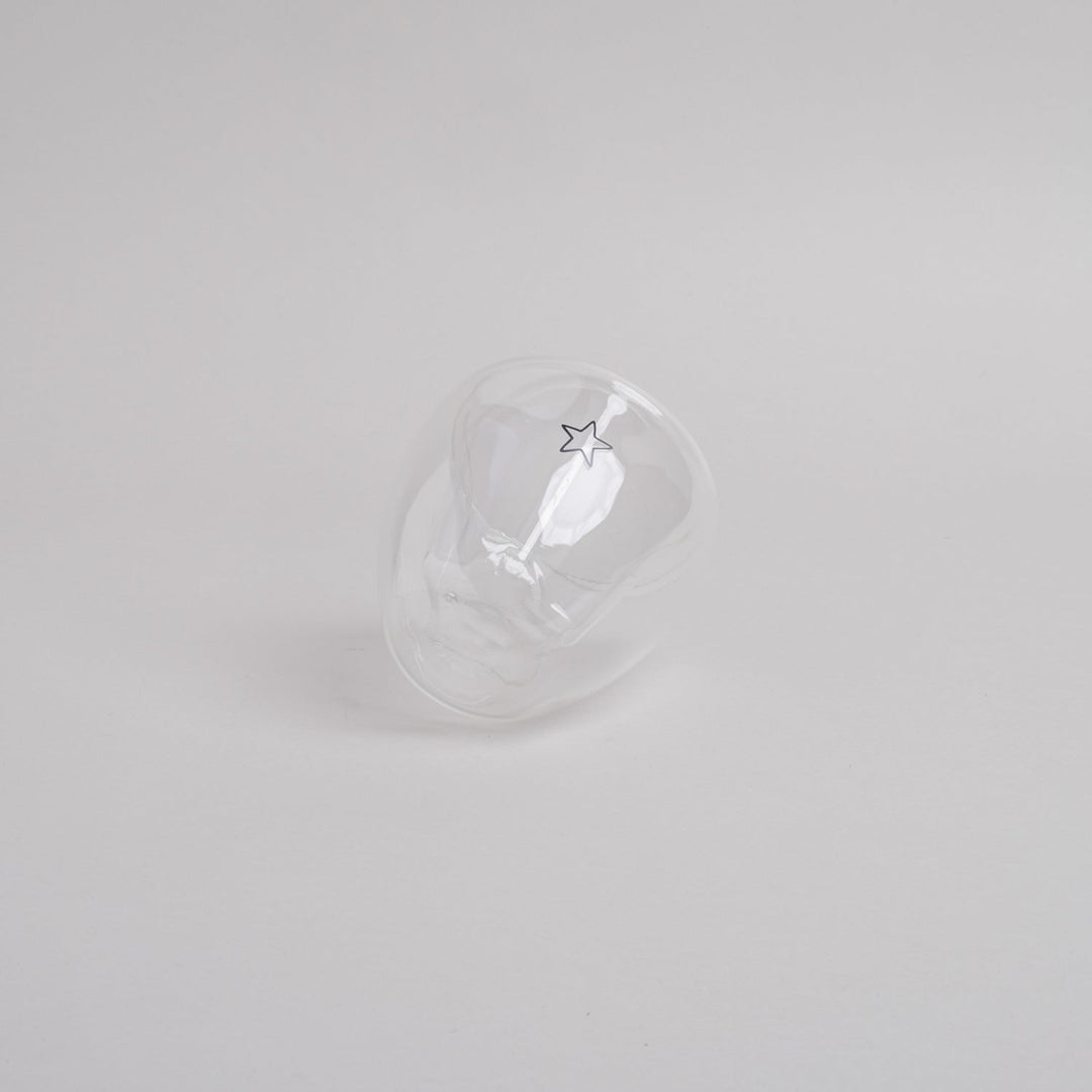 Double-walled heart glass HEART - owl cut North Glow