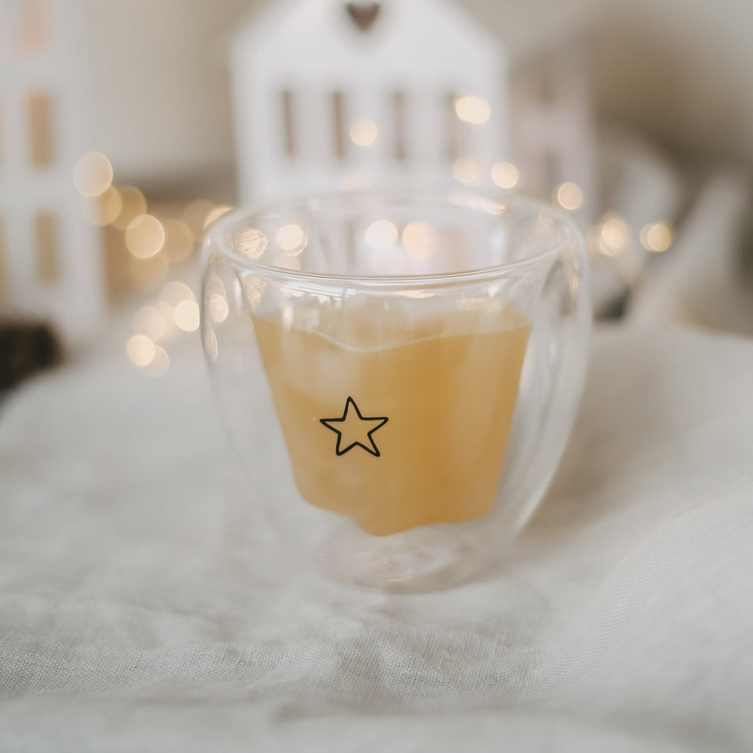 Double-walled heart glass HEART - owl cut North Glow