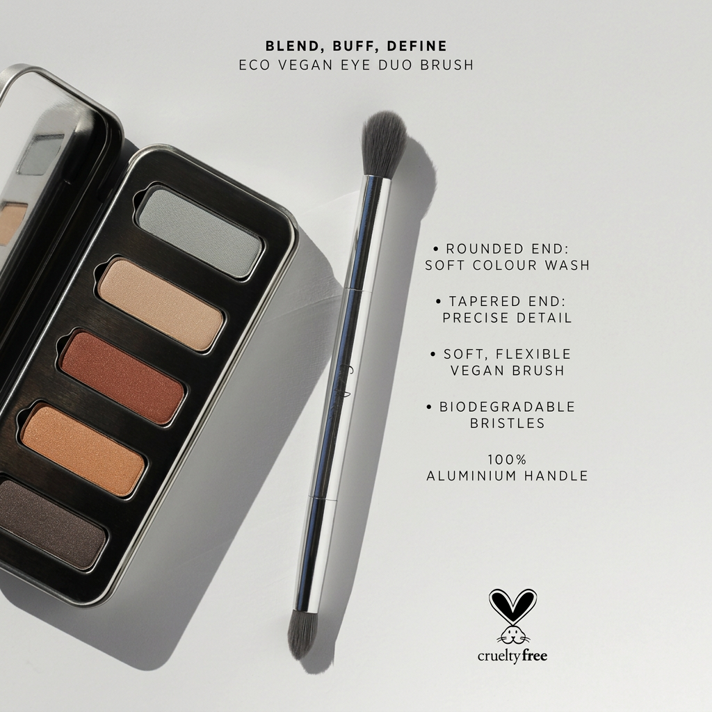 Ere Perez Eye Duo Brush mit veganen Synthetikborsten für Lidschatten und Wimpernkranz