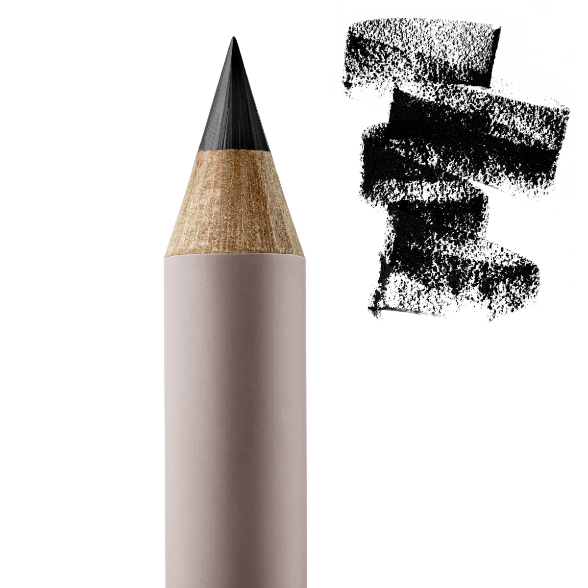 Manasi 7 Kajalstift Eye und Lip Definer Petunia in Nahaufnahme mit Farb- und Texturbeispiel vor weißem Hintergrund.