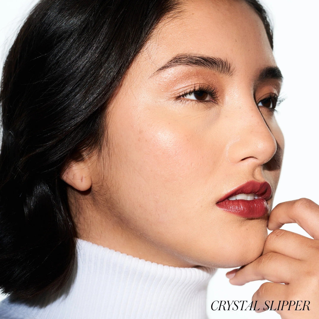 RMS Beauty Eyelights Cream Eyeshadow Crystal Slipper kombiniert mit RMS Highlighter und Lip2Cheek North Glow