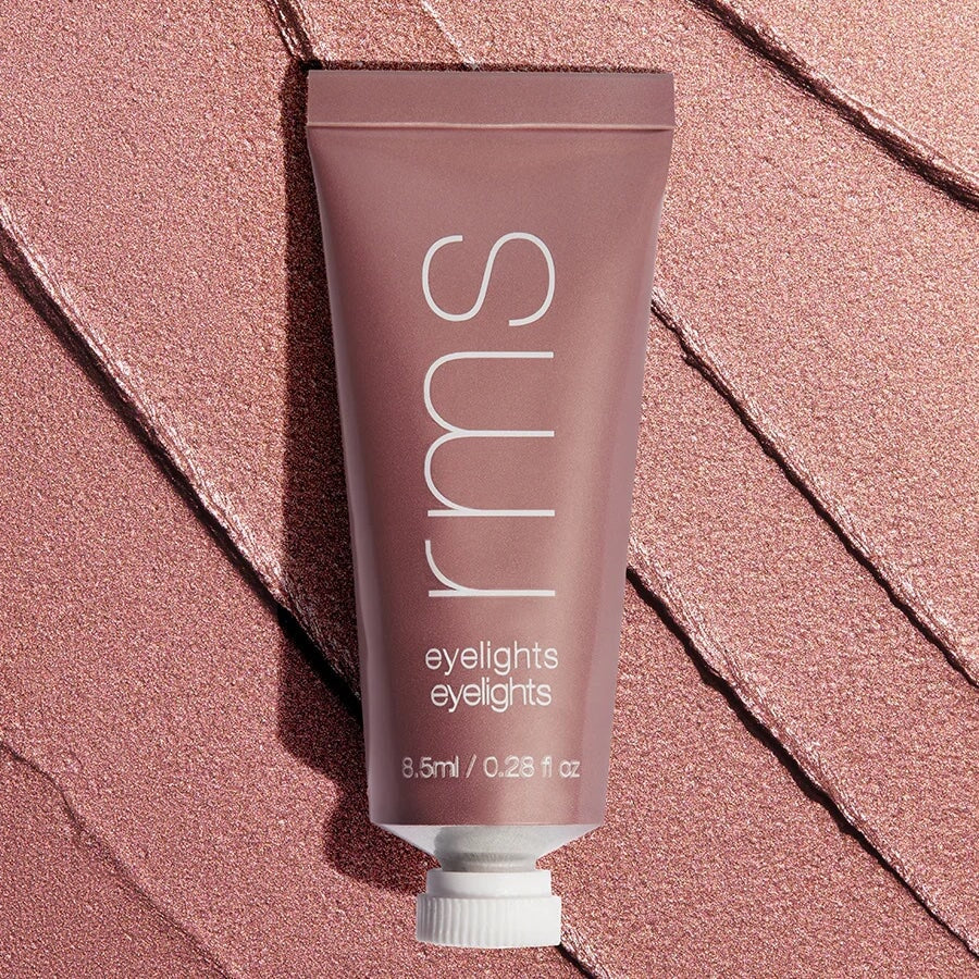 Tube Eyelights Cream Eyeshadow Halo vor Farb- und Texturbeispiel.