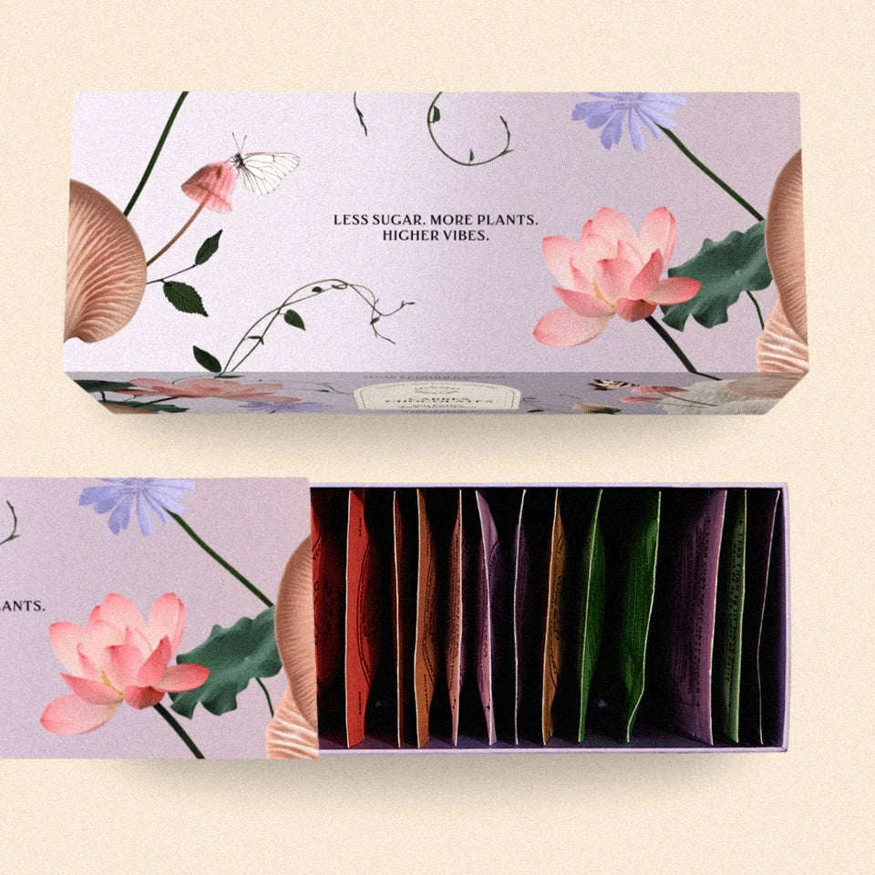 BOX of 20 - Botanical Box - 20 Mini Schokoladen - COSMIC DEALER Geschenbox