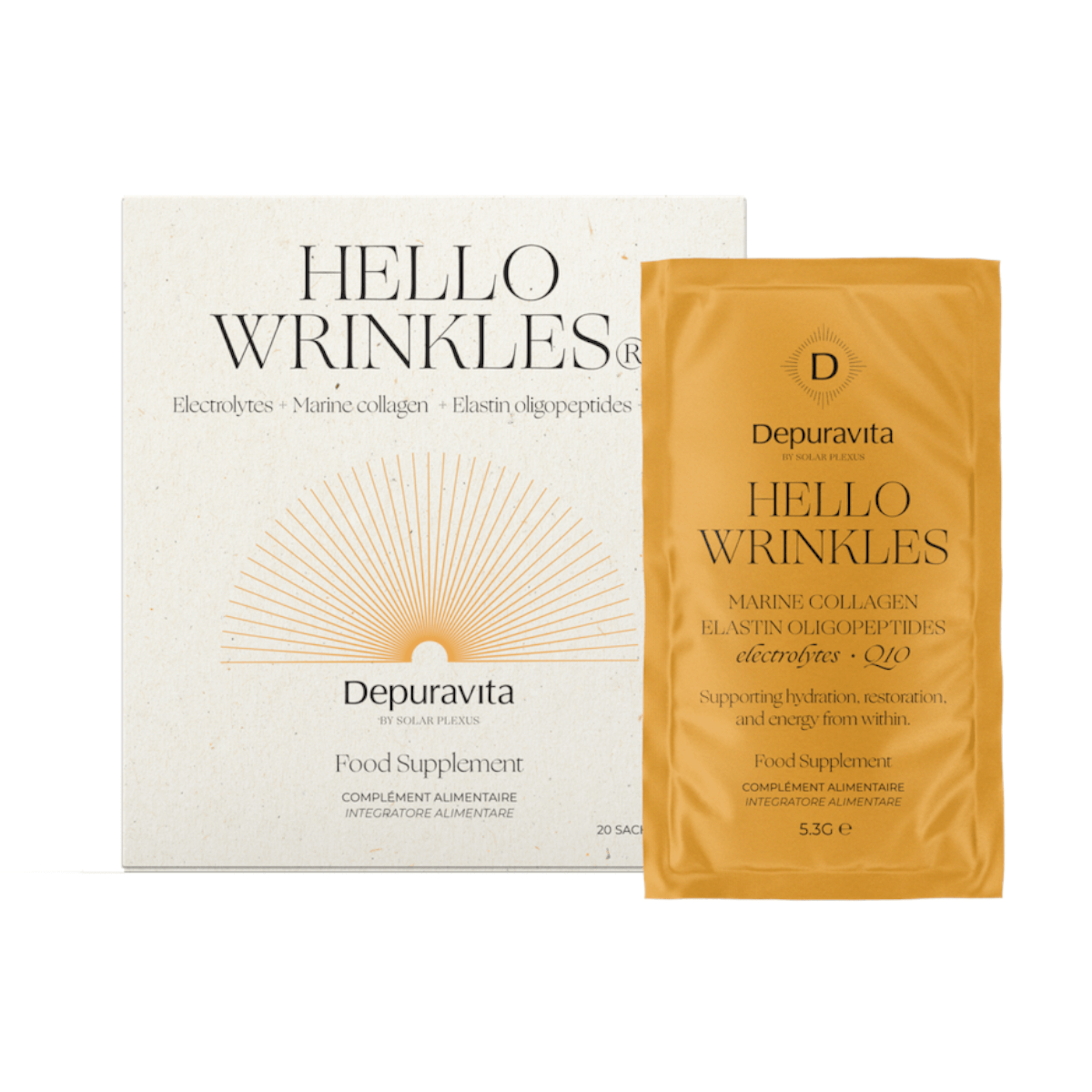 Hello Wrinkles - Elektrolyte und Kollagenpeptide (Neues Aroma) - depuravita