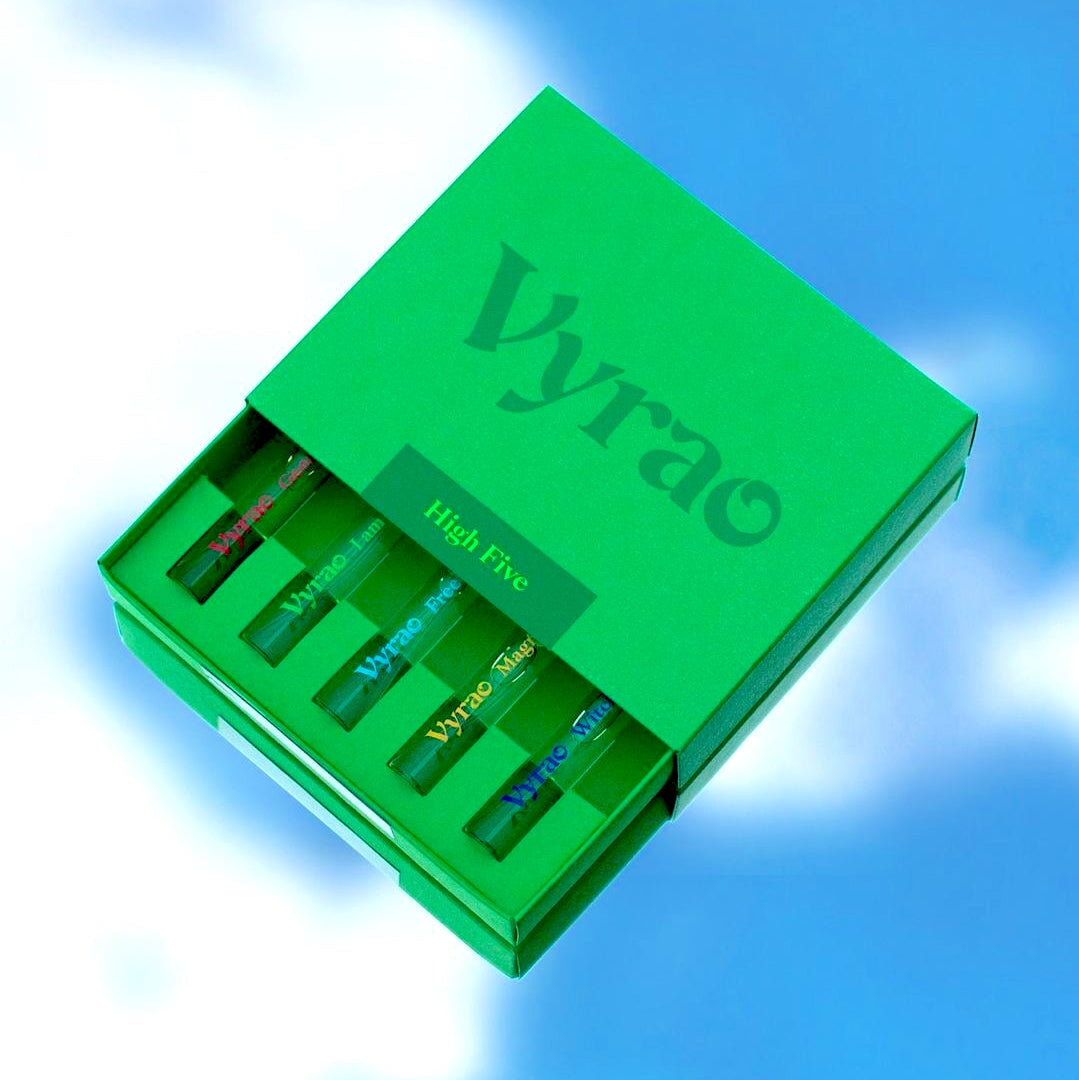 Vyrao High Five Travelset vor leicht bewölktem Himmel.