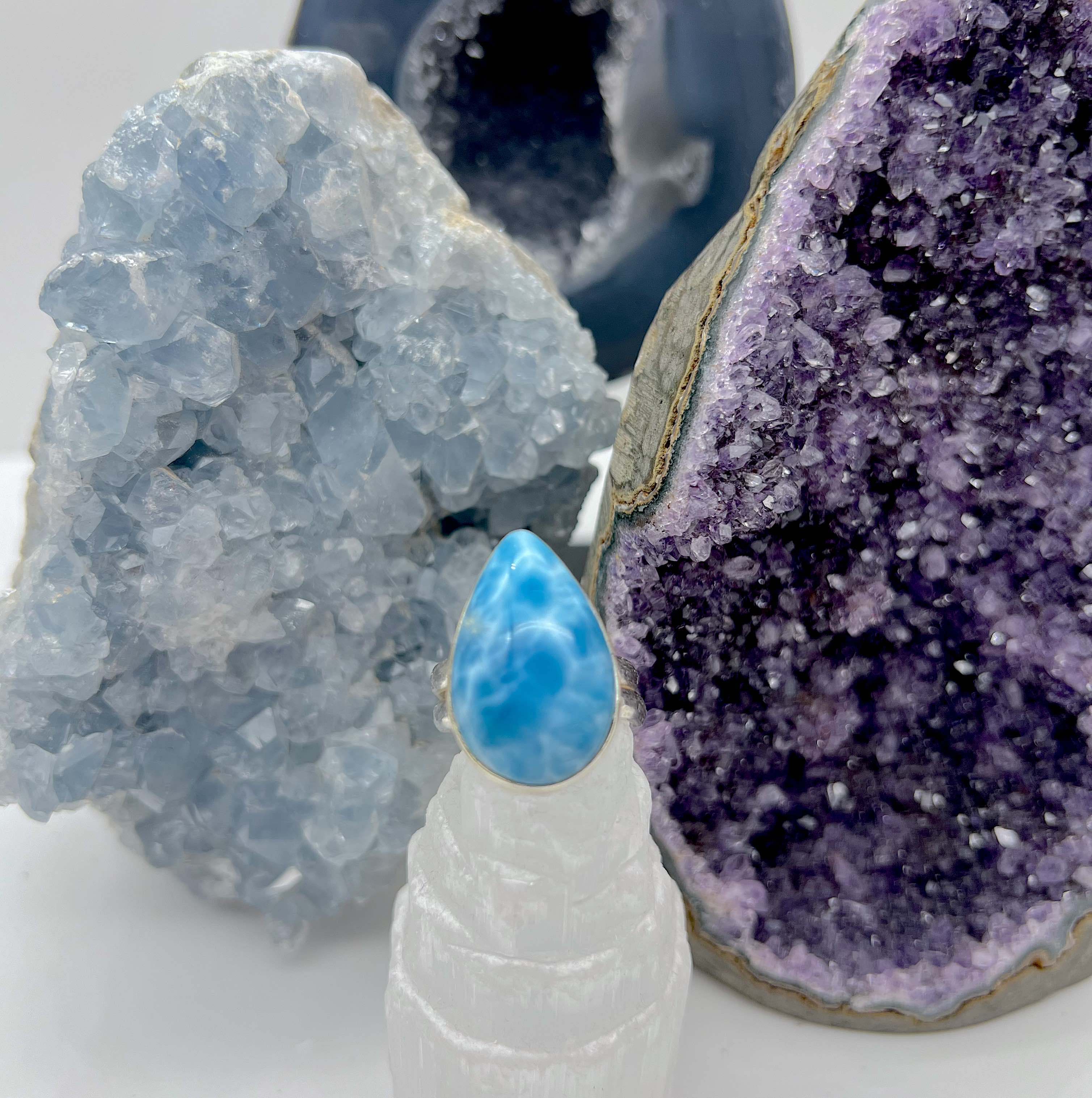 Larimar Adjustable Rings · Unique Pieces