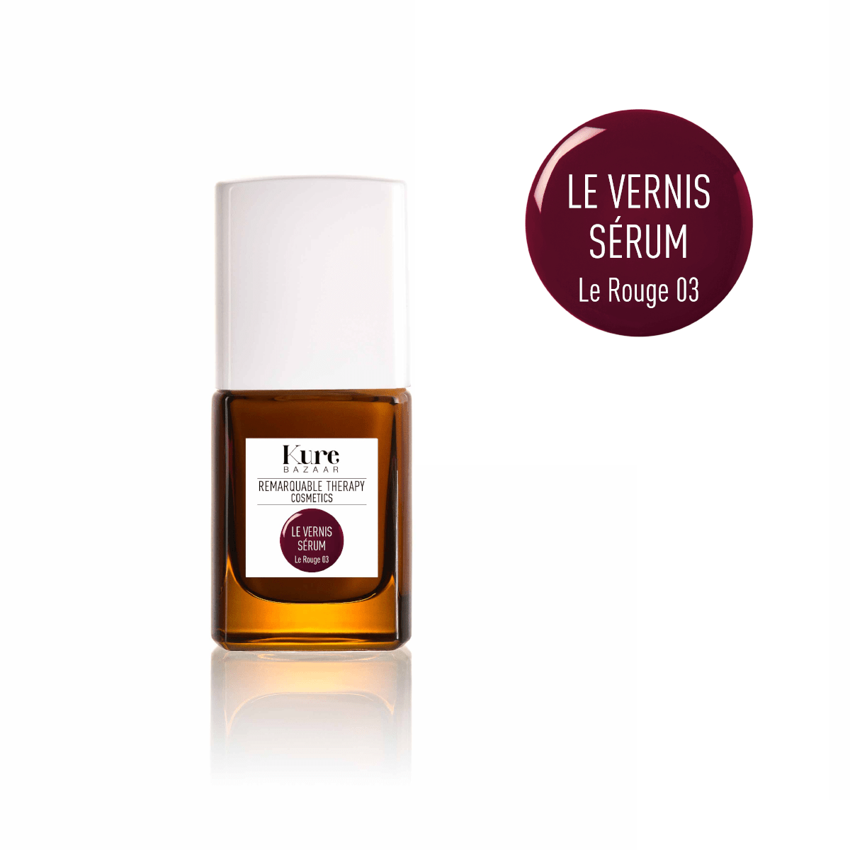 Le Vernis Serum Rouge 3 Nagellackflasche steht vor weißem Hintergrund.