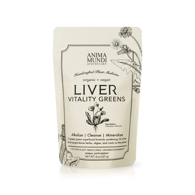 Anima Mundi Liver Verpackung steht vor weißem Hintergrund. North Glow