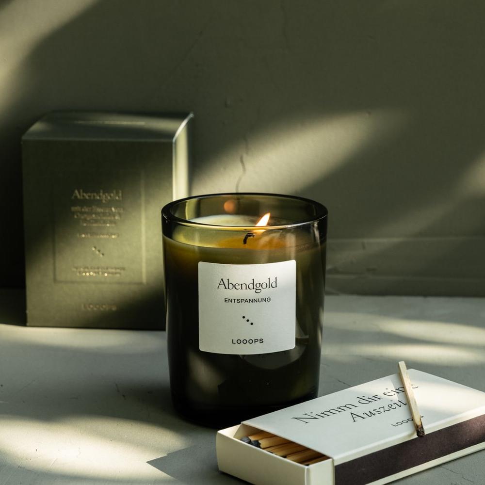 LOOOPS Kerze "ABENDGOLD" | natürliche Duftkerze (Limitierte Edition)