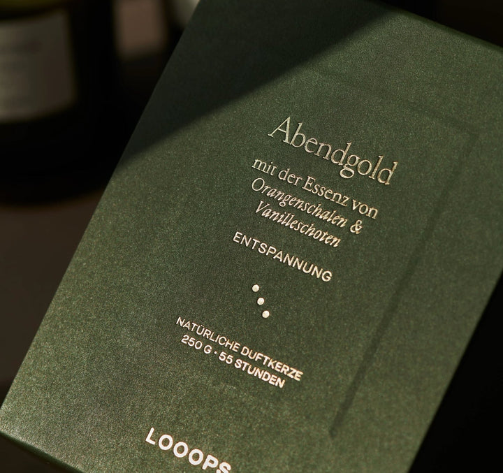 LOOOPS Kerze "ABENDGOLD" | natürliche Duftkerze (Limitierte Edition)