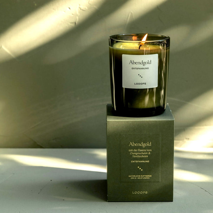 LOOOPS Kerze "ABENDGOLD" | natürliche Duftkerze (Limitierte Edition)
