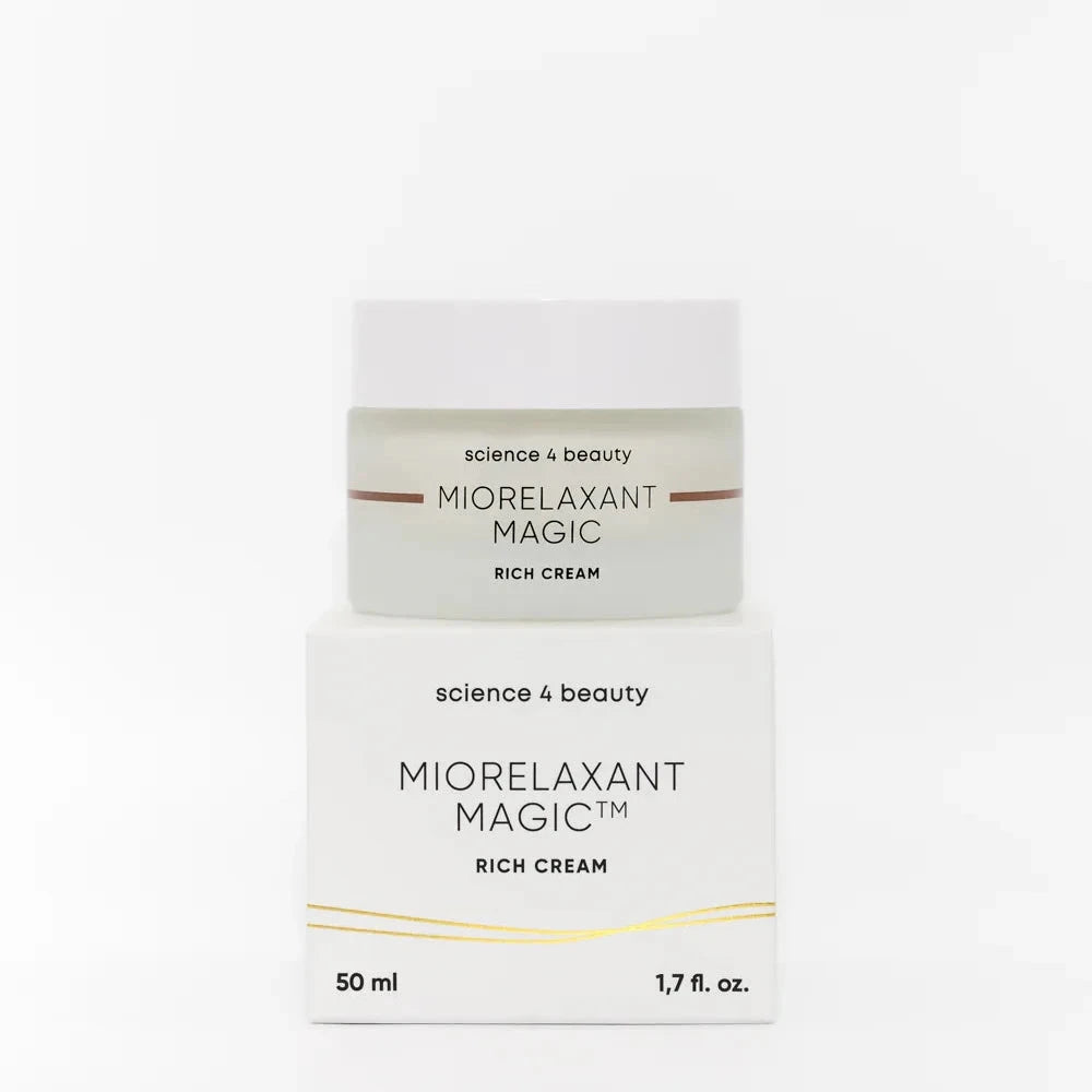 Detailansicht der MIORELAXANT MAGIC™ Rich Cream Verpackung – elegantes Design und Premiumqualität von science 4 beauty