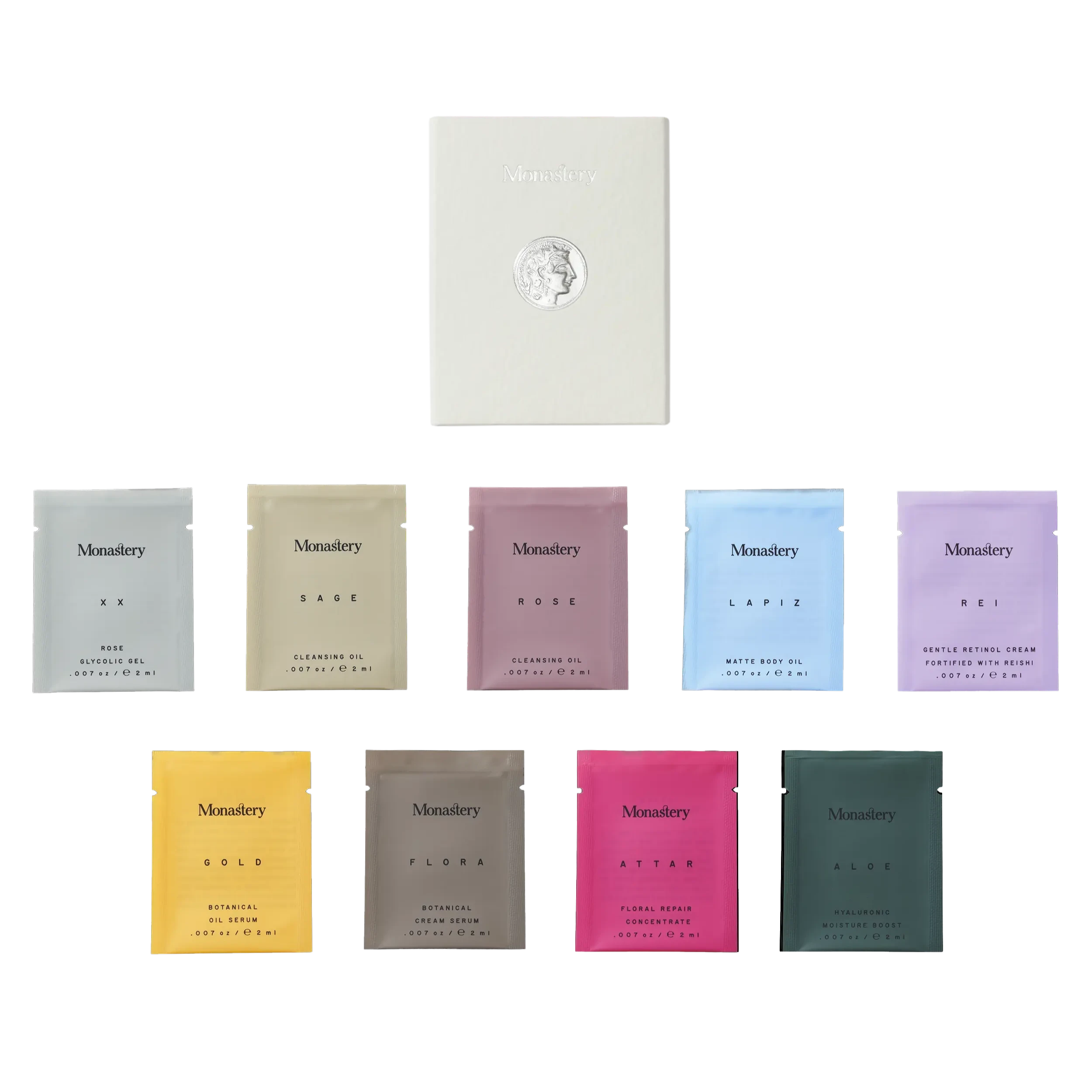 Discovery Set von Monaytery Made - Proben liegend nebeneinander.