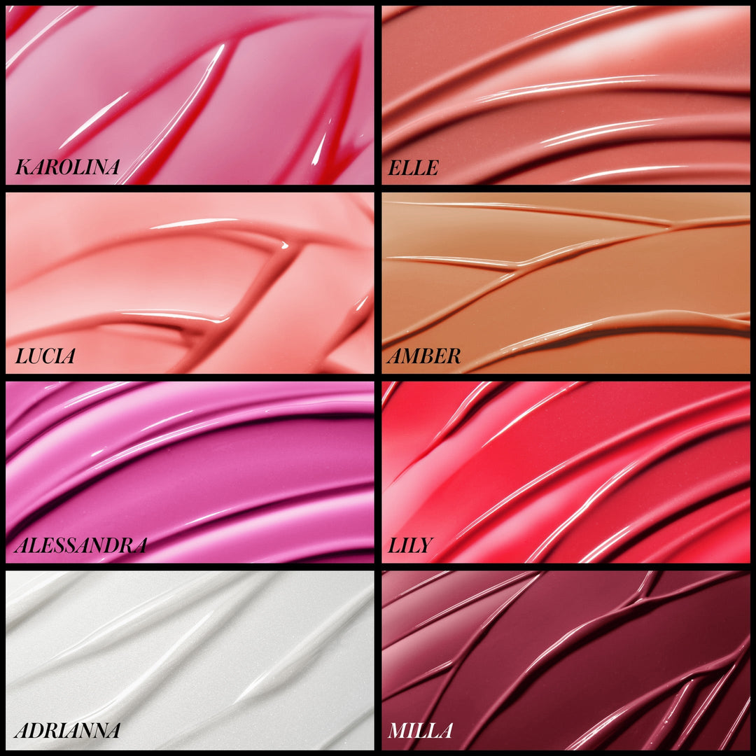 Übersicht Fraben des Legendary Lip Oil. North Glow