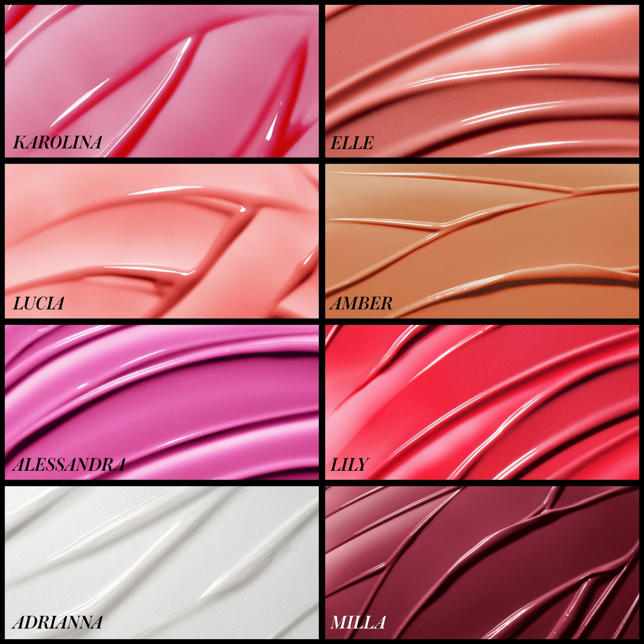 Übersicht Fraben des Legendary Lip Oil.