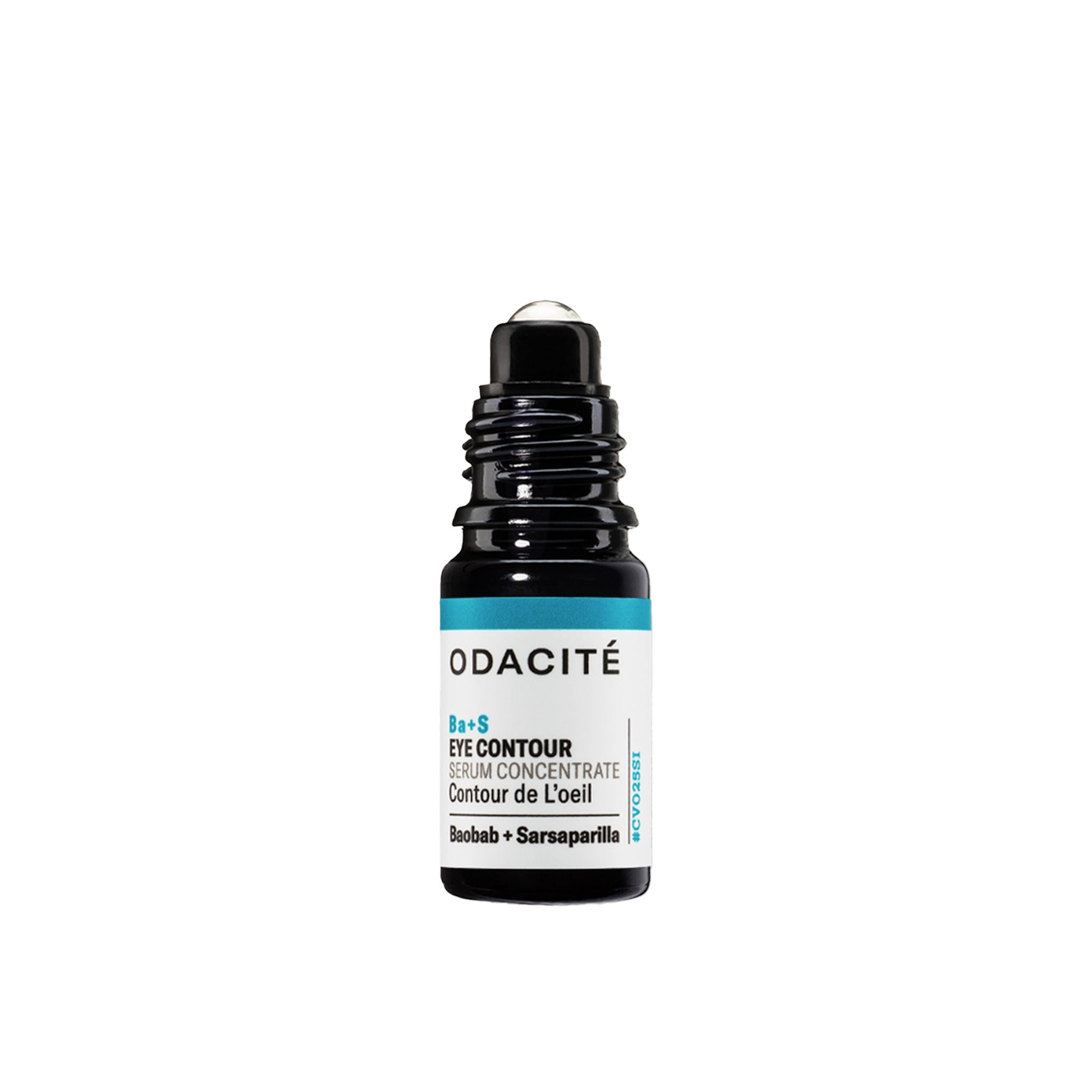 Odacité Ba+S Eye Contour Serum Concentrate mit kühlendem Rollerball-Applikator auf weißem Hintergrund