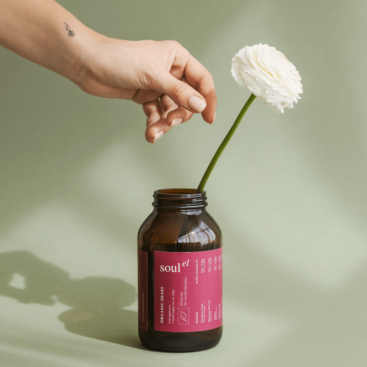 Soulel Organic HEART – Bio-Pflanzenpulvermischung mit Weißdorn, Rose und Ingwer