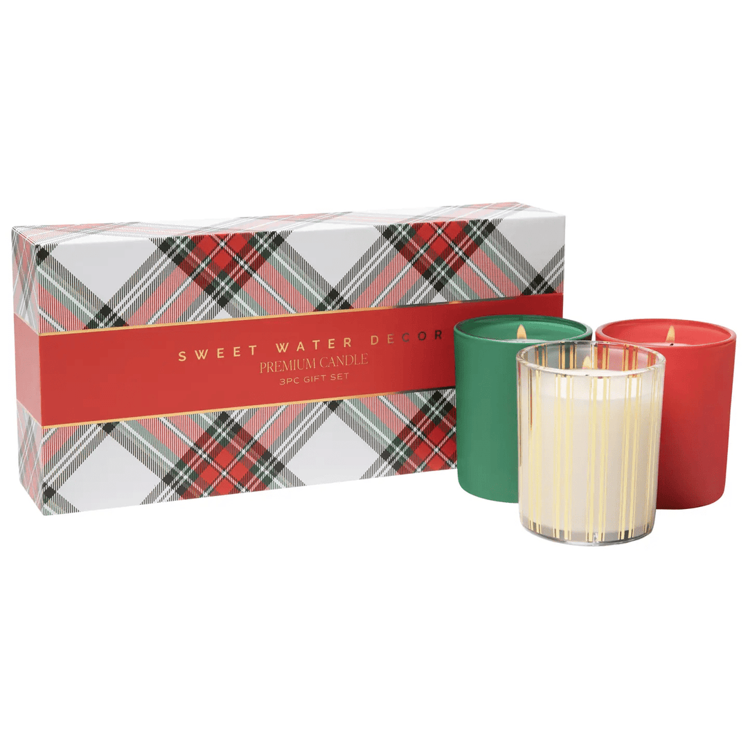 Premium Duftkerzen Geschenkset mit drei Gläsern in festlicher Verpackung - Sweet Water Decor North Glow