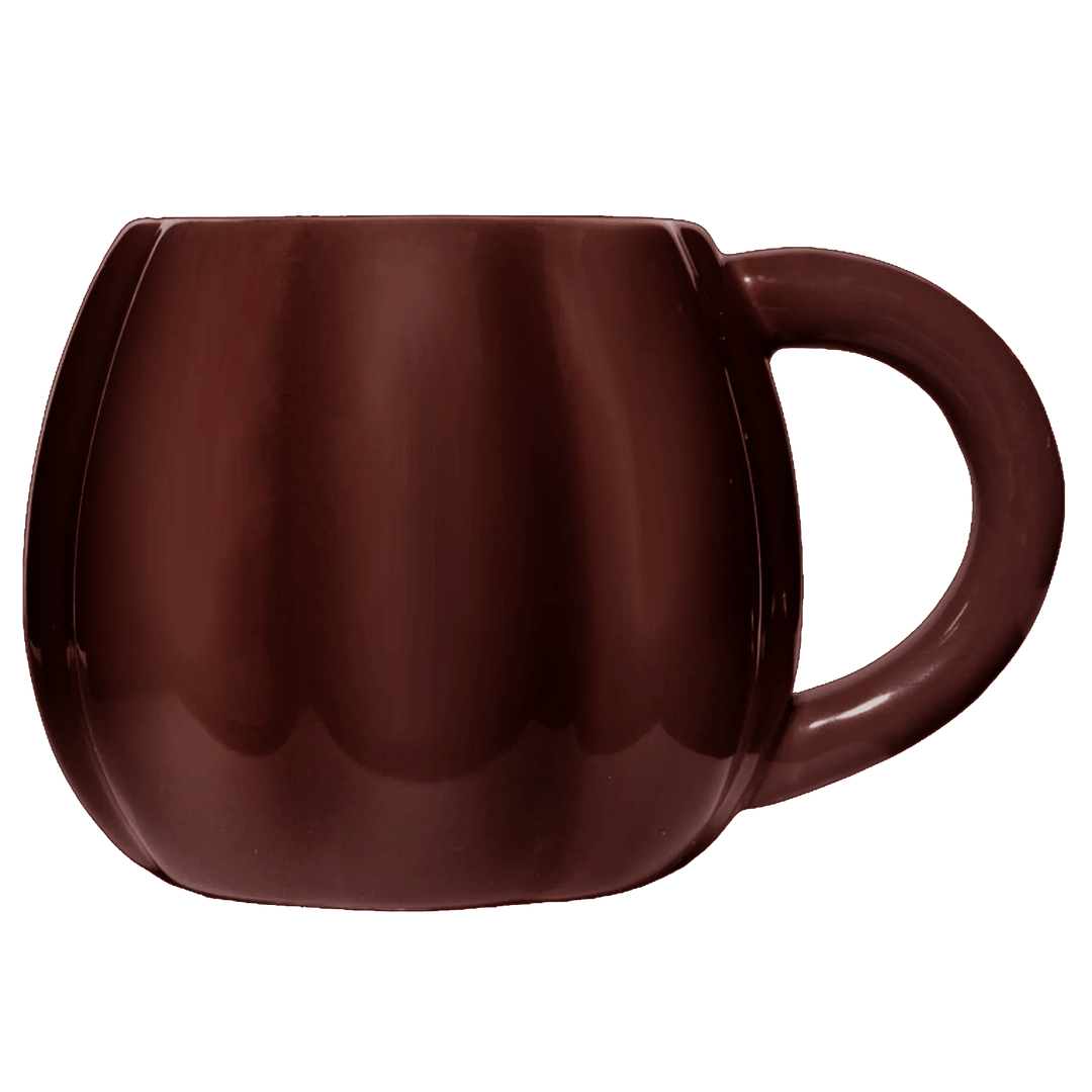 Brauner Pumpkin Mug aus Keramik mit strukturiertem Kürbisdesign und Henkel von Sweet Water Dekor