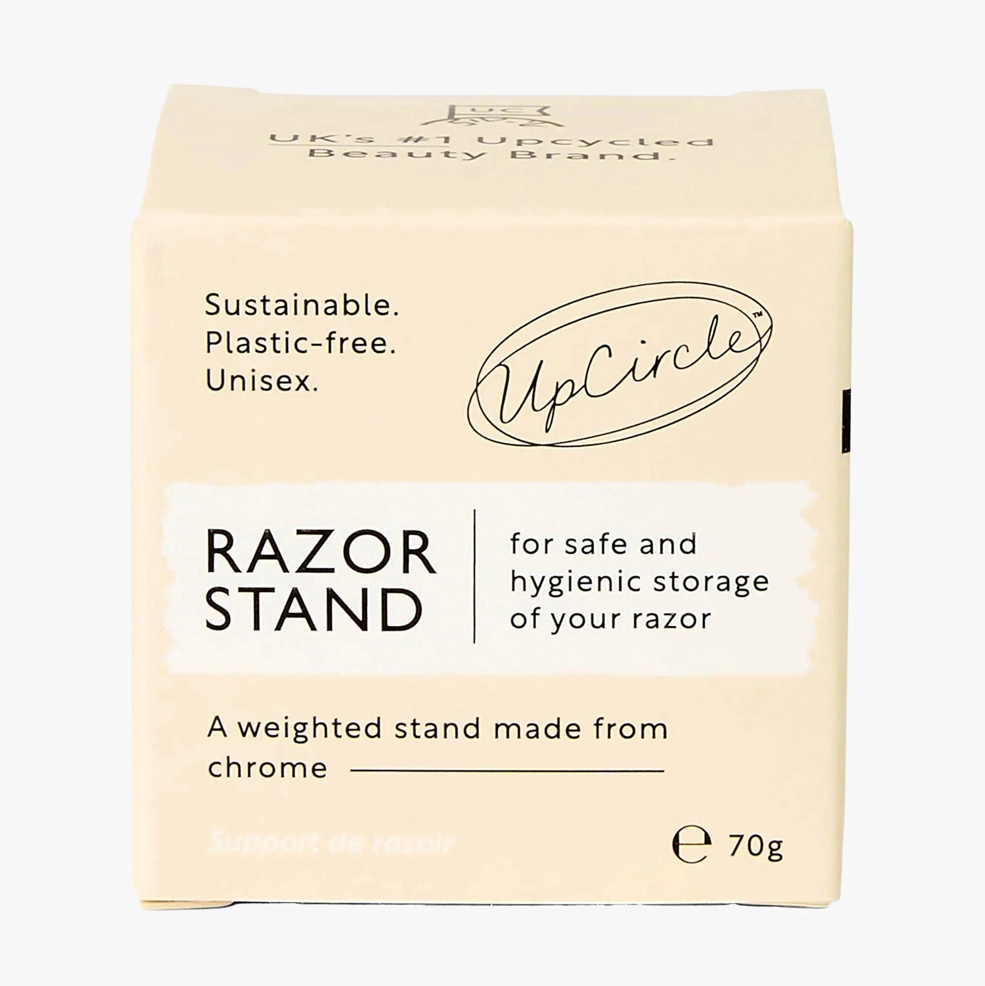 UpCircle Safety Razor Stand in Verpackung – minimalistisches Design