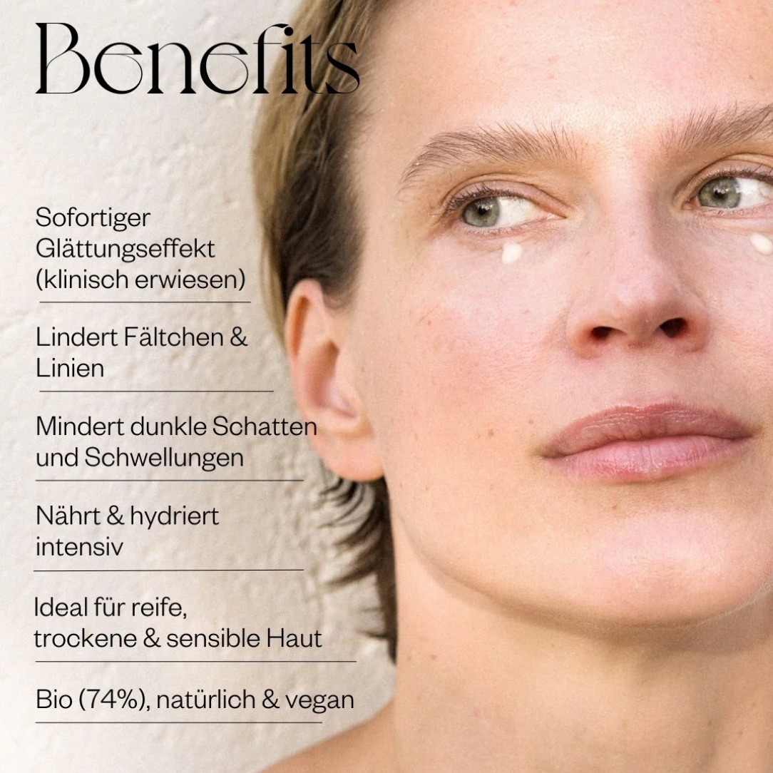 Anwendung des Bakuchiol Eye Cream Serums für eine glattere Augenpartie