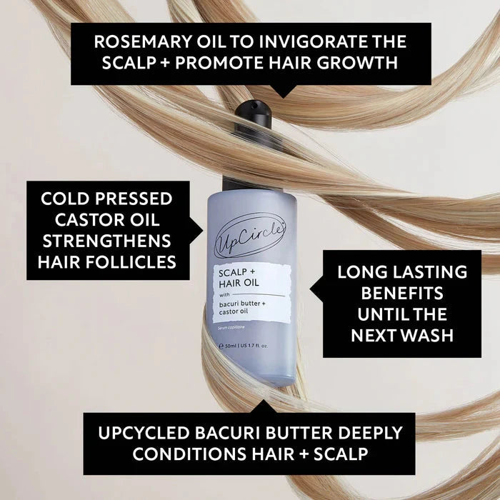 UpCircle Scalp + Hair Oil mit Bacuri-Butter, Rosmarinöl und Rizinusöl – natürliche, upgecycelte Haarpflege