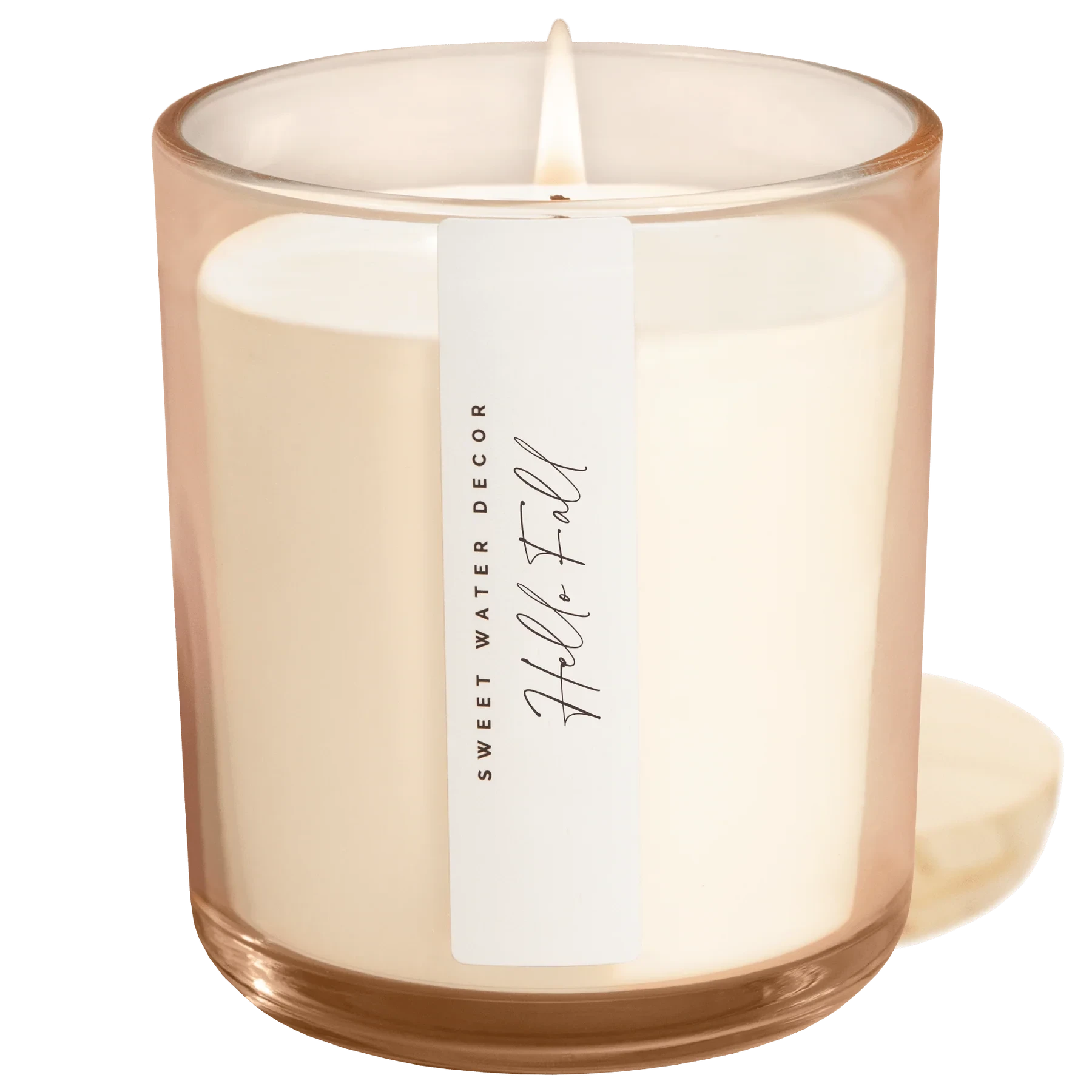 Hello Fall Sojawachskerze von Sweet Water Decor im beige-getöntem Glas