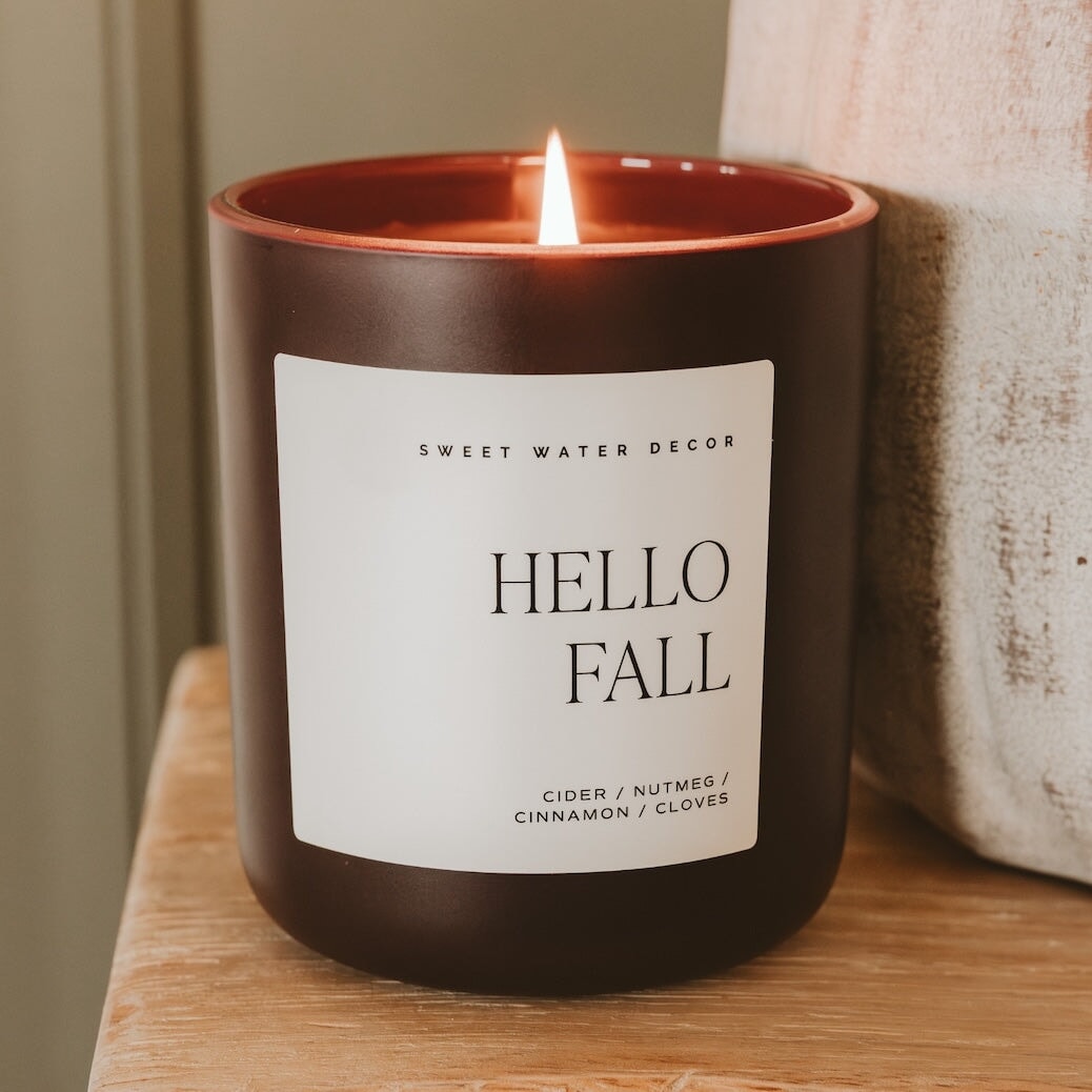 Sojawachskerze "HELLO FALL" braunes Mattglas  - SWEET WATER DECOR