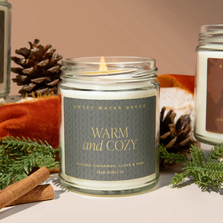 Sojawachskerze "WARM and COZY" (Herbst-/ Winterdesign) | Sweet Water Decor