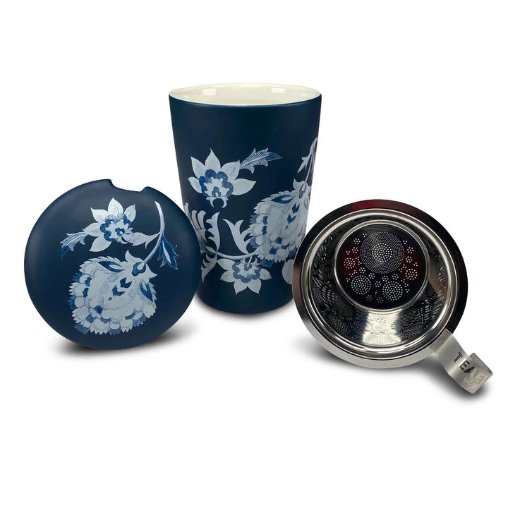 Teaeve "Luna Blue" - Porzellanbecher mit integriertem Teesieb