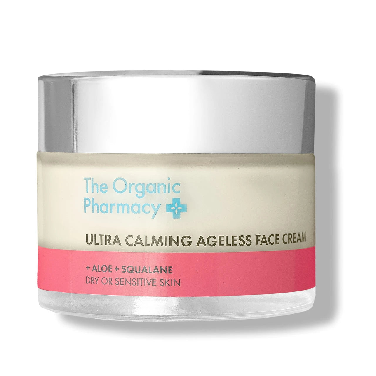 The Organic Pharmacy  Calming Ageless Face Cream  Tiegel vor weißem Hintergrund