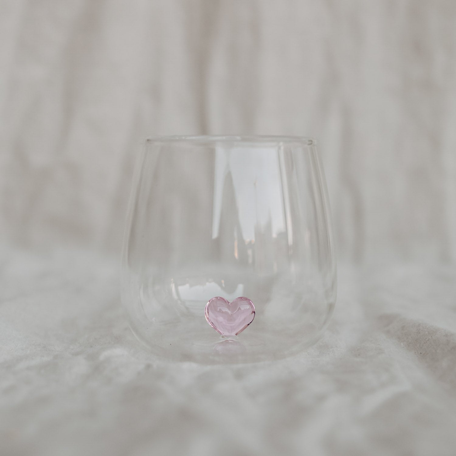 Trinkglas ROSA HERZ - Eulenschnitt