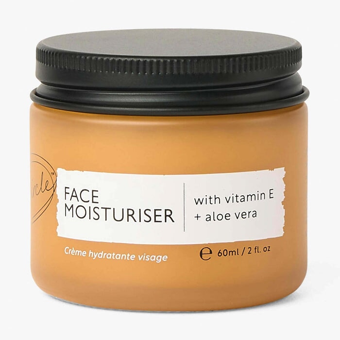 UpCircle Face Moisturiser mit Vitamin E – elegantes Glas mit schwarzem Schraubdeckel, warm orangefarbene Creme – vegane, nachhaltige Gesichtspflege