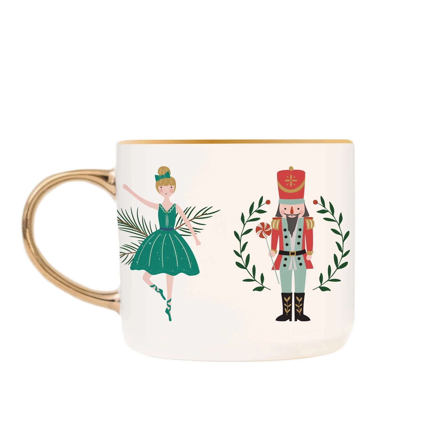 Weihnachtstasse "Nutcracker" von Sweet Water Decor vor weißem Hintergrund.